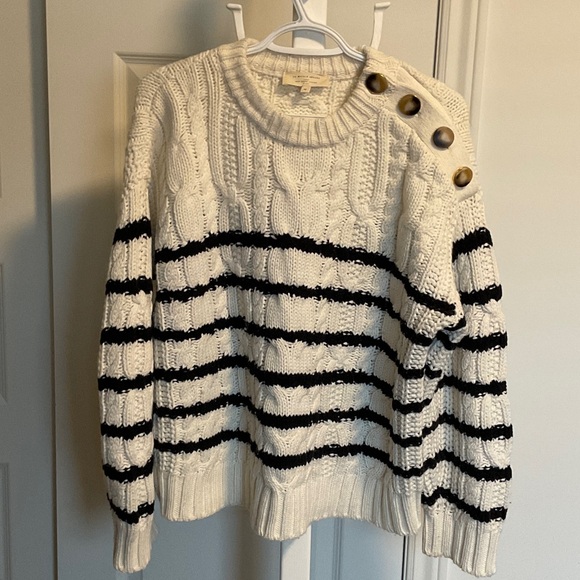 Sezane James Striped Cream and Navy Sweater - Picture 2 of 3